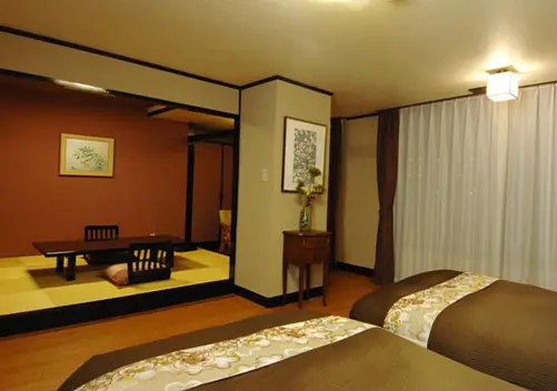 Twin room with tatami seating area