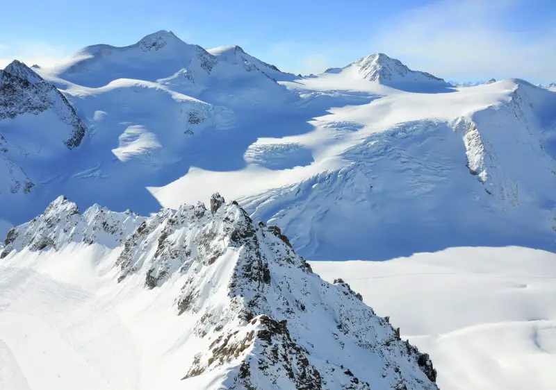 Pitztal Glacier ski resort overlooks the beautiful Wildspitze.