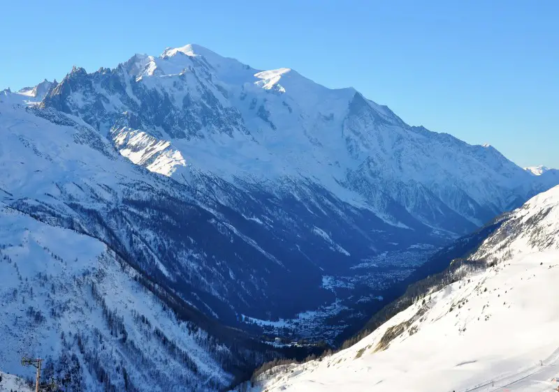 Chamonix valley & Mont Blanc viewed in the morning from Balme