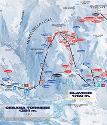 Monti Luna (Claviere-Cesana) Ski Trail Map