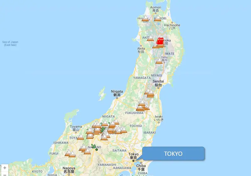 Honshu is the main island of Japan...most Honshu ski resorts are west & north of Tokyo