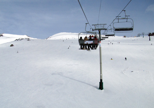 The upper parts of the ski resort have wide open slopes
