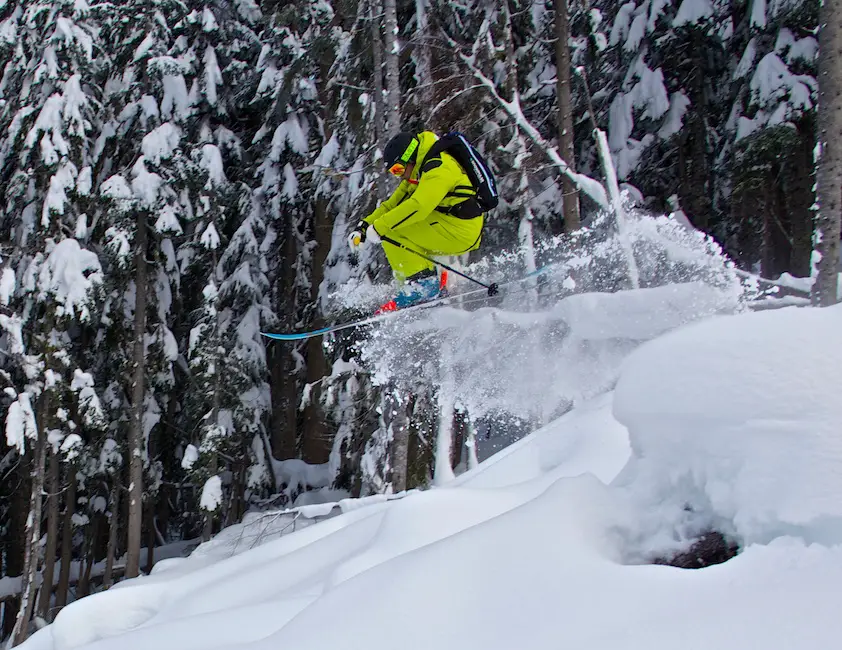 John skiing in Catland's Old growth timber