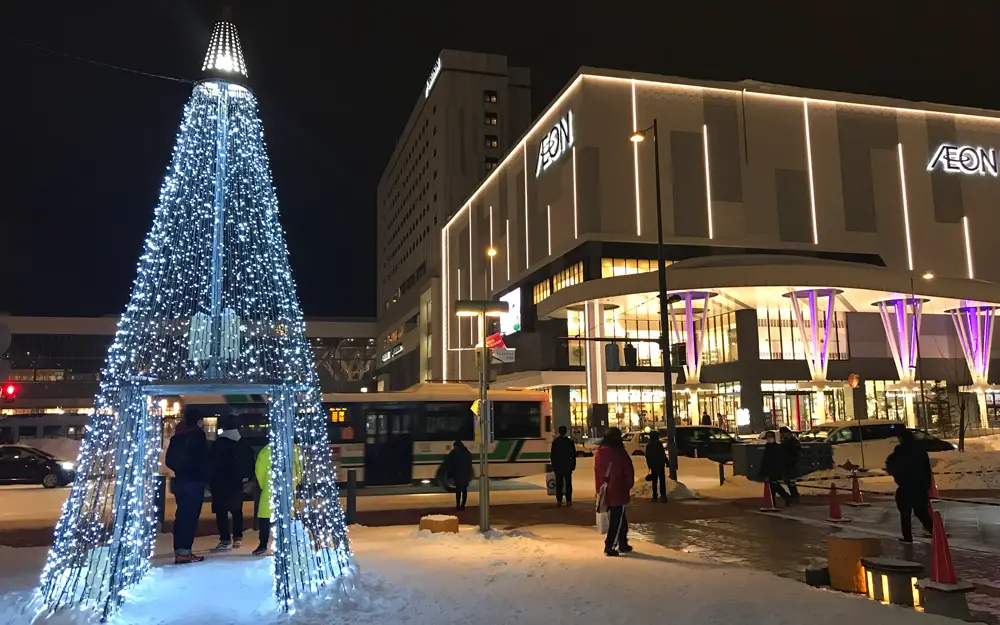 In front of the train station