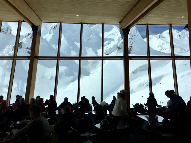 Amazing view of the Pinnacles from inside the Knoll Ridge lodge near the top of the mtn.