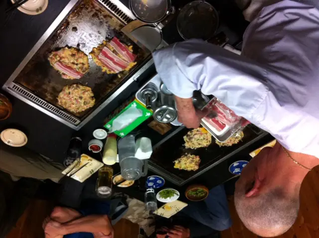 Great food and experiences - Okonomiyaki direct on Teppan grill.