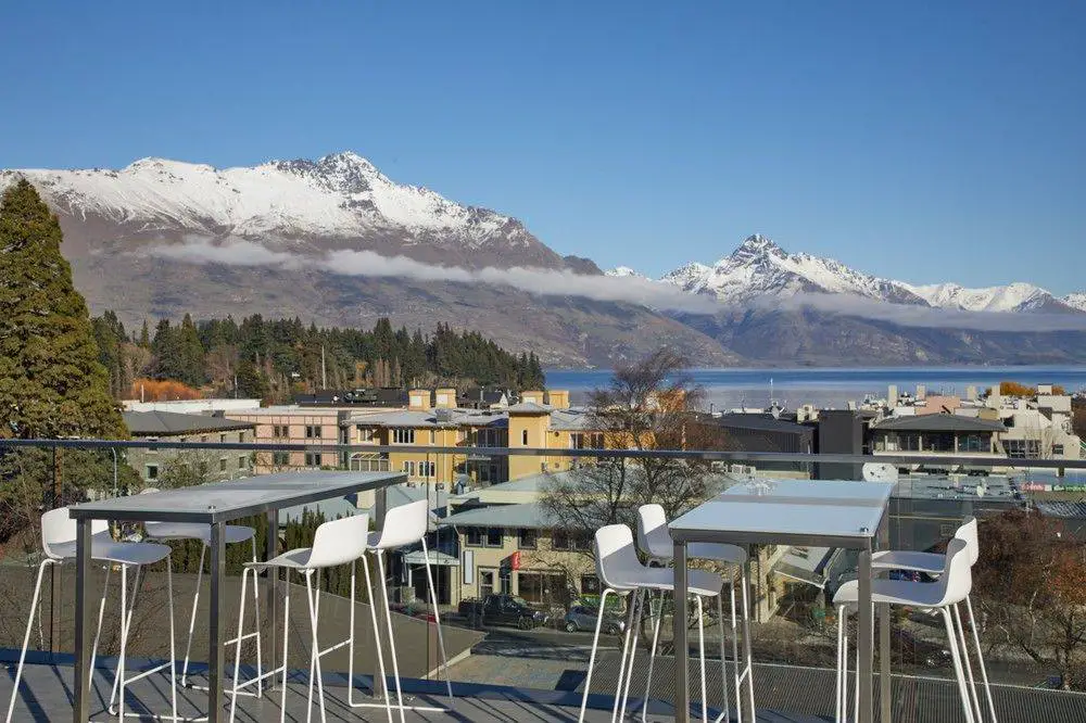 High tables and lots of lounges on the roof