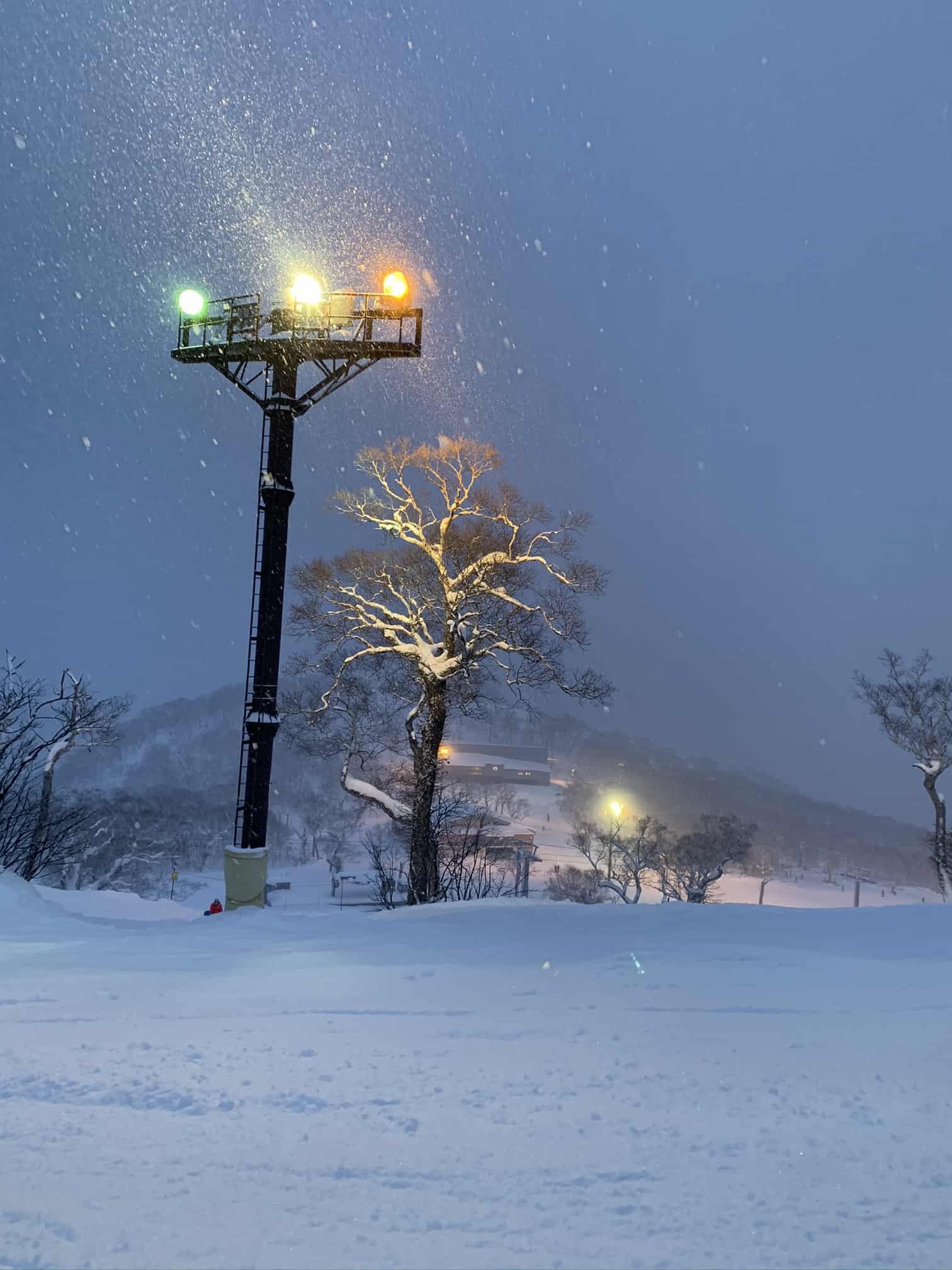 Dumping on us while night skiing