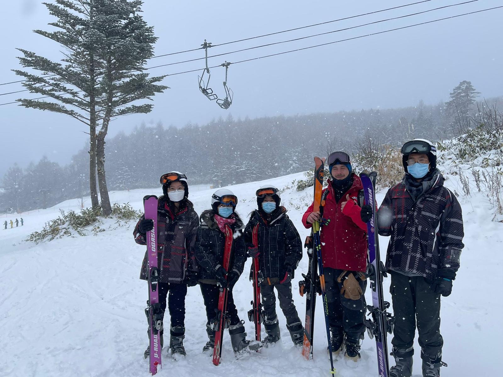 The kids first ski experience with their ski instructor - Rafal