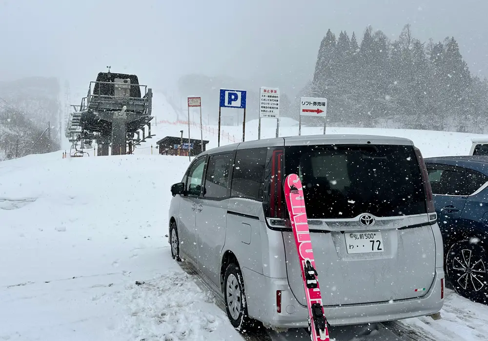 Parked right in front of the lift
