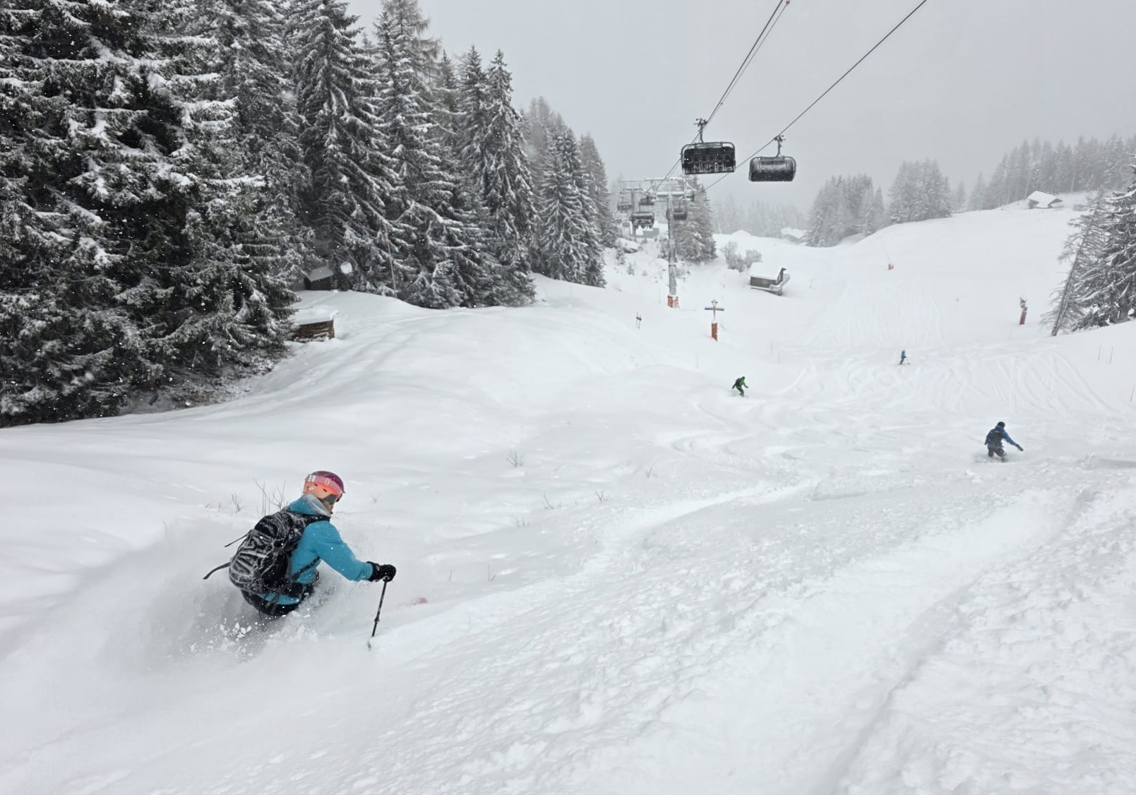 Friends on a powder day