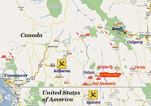 Canadian Ski Resorts Map Getting To Whitewater Ski Resort | Travel To Nelson Bc