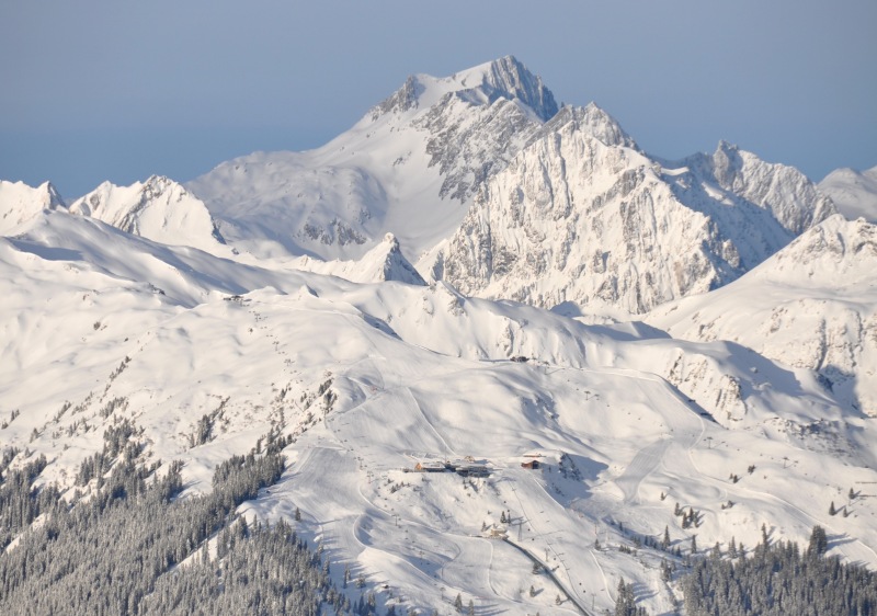 Golmer Joch (2,124m) is the highest lifted point at Golm ski resort in Vorarlberg Austria