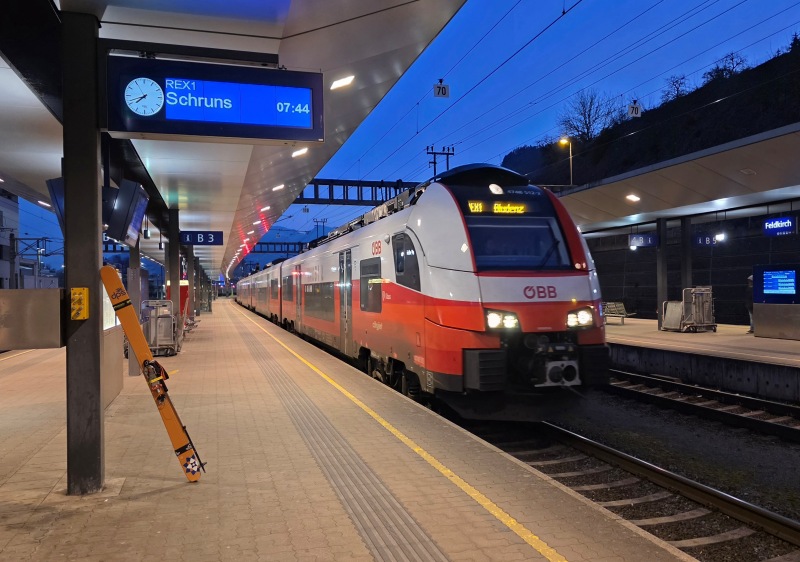 Train from Feldkirch direct to Vandans near Golm