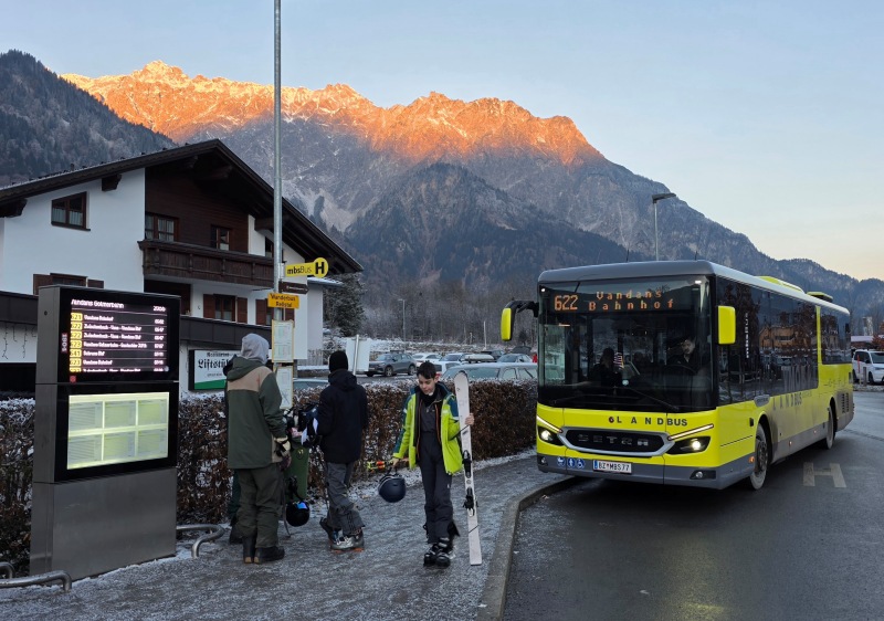Bus from Vandans train station arrives at Golm