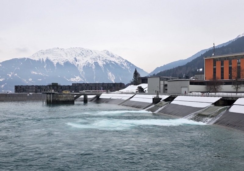 Golm hydro dam at Latschau & Falkensteiner Hotel visible mid-left