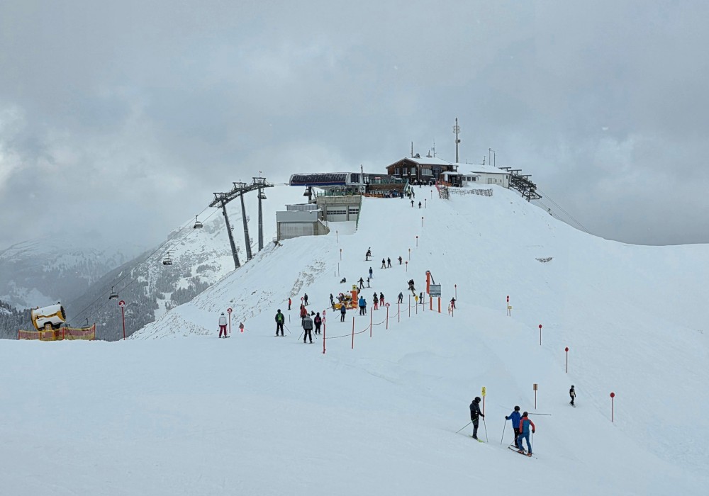 The 1,957m peak at Kanzelwand is the start of the long downhill run to Riezlern
