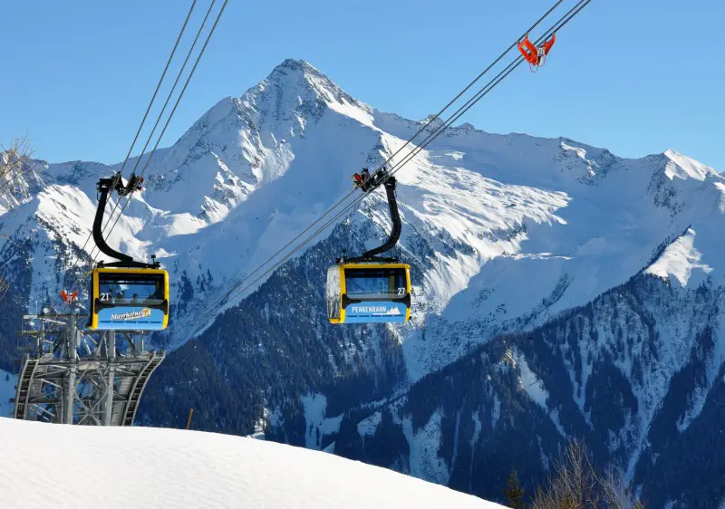 World class modern lifts are a feature of beautiful Mayrhofen ski resort.