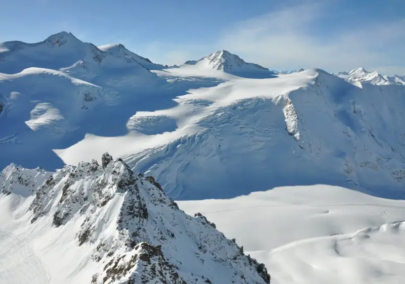 Pitztal Glacier ski resort overlooks the beautiful Wildspitze.