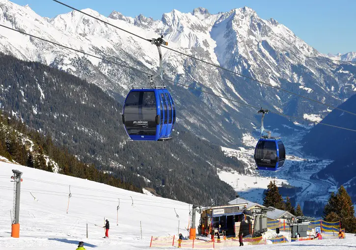 Nassereinbahn gondola rises up from St Anton