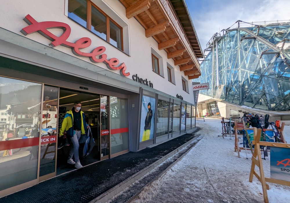 Our local Skiset partners Alber Check In rental location at Galzig gondola base in St Anton 