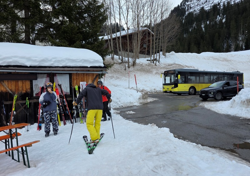 'End of the road' down ski route 310 at Schroecken village