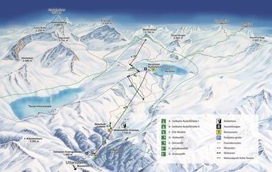 Weissee Glacier World Ski Trail Map