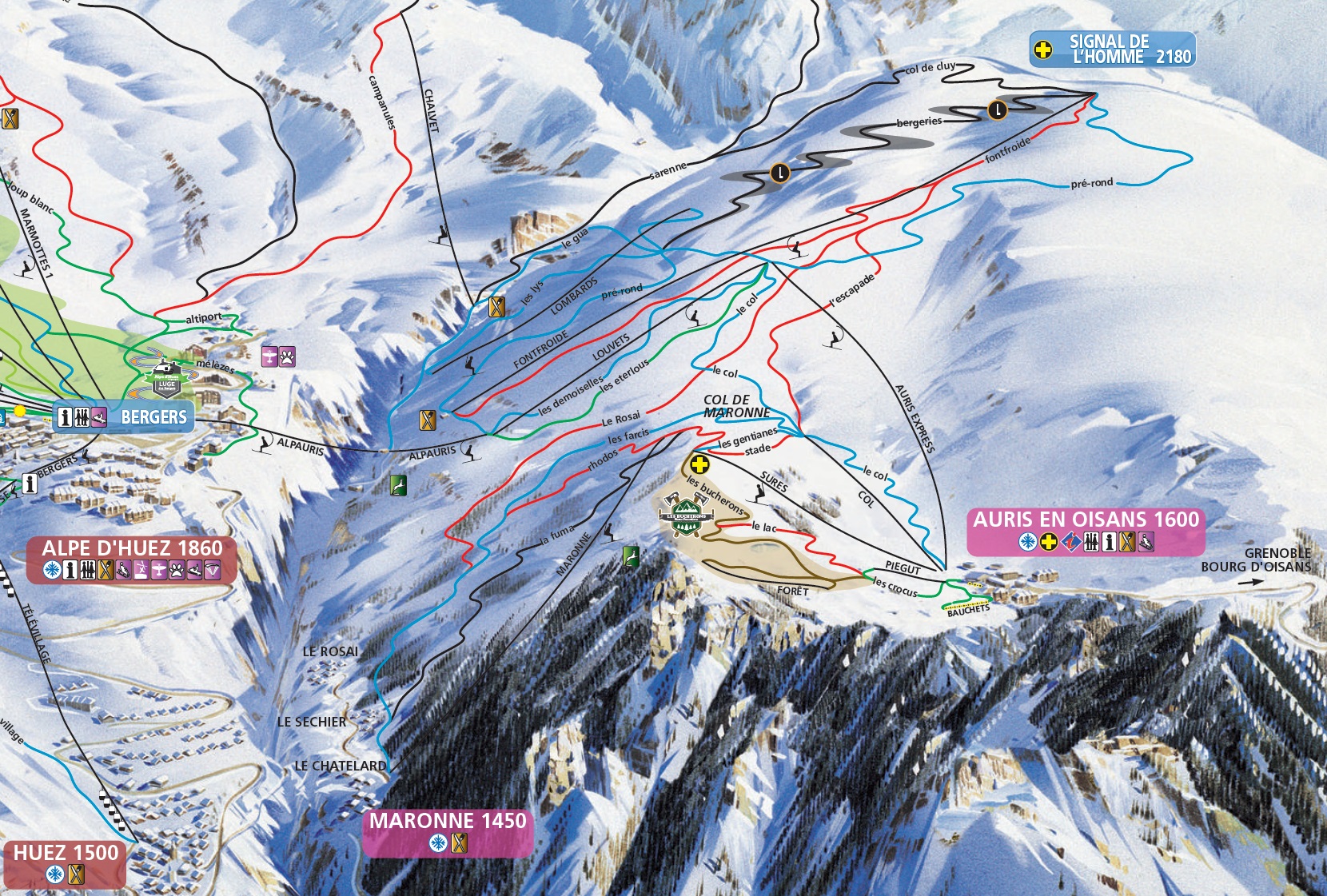 Alpe d'Huez Piste Map, Ski Maps & Resort Info