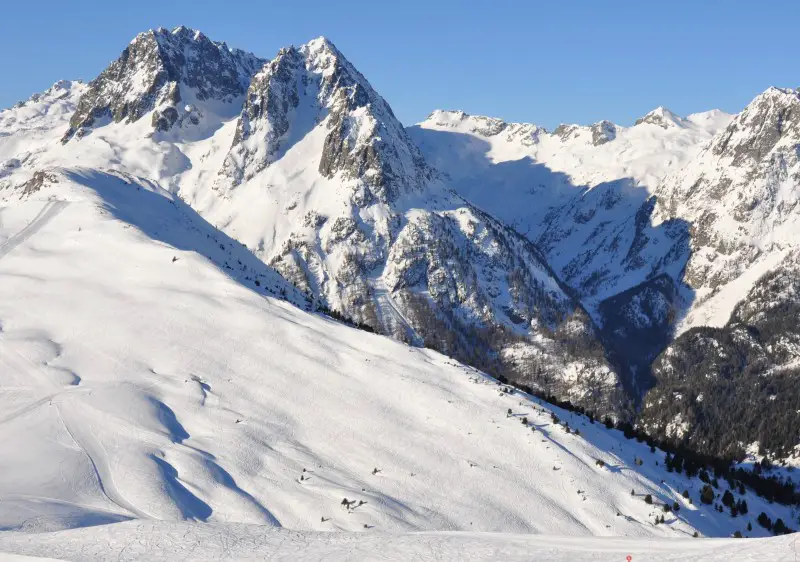 Off-piste ski terrain off the Aiguilettes des Posettes at Balme