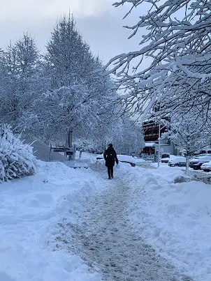Heavy snowfall down low in the Chamonix valley