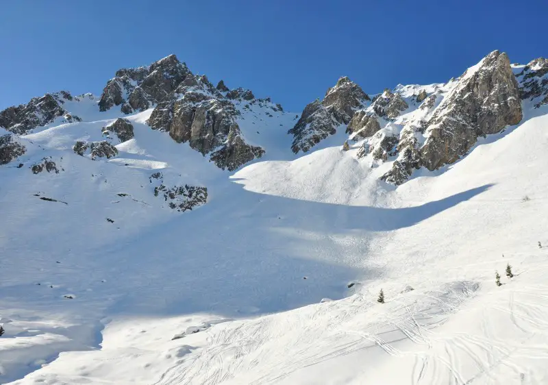 The steep ski terrain of La Croix des Verdons at Courchevel can be best explored with a guide