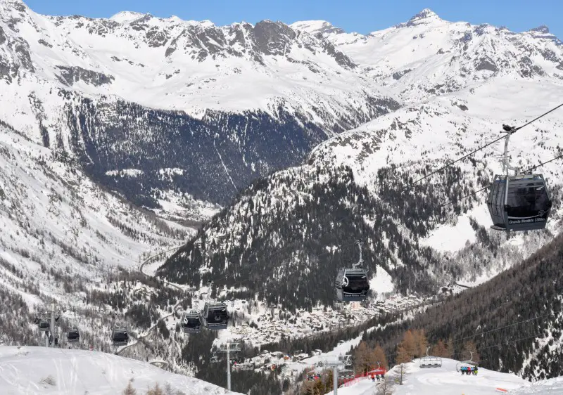 Plan Joran gondola accesses Grands Montets ski resort from Argentiere village