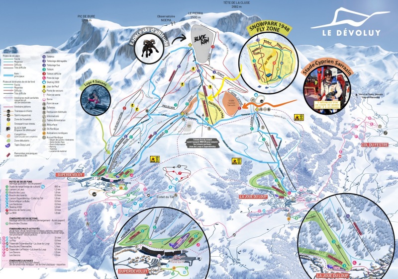 Le Devoluy (Superdévoluy - La Joue du Loup) ski resort trail map