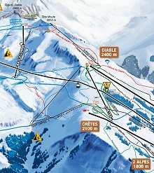  Les Deux Alpes Cretes - Le Diable Sector Trail Map