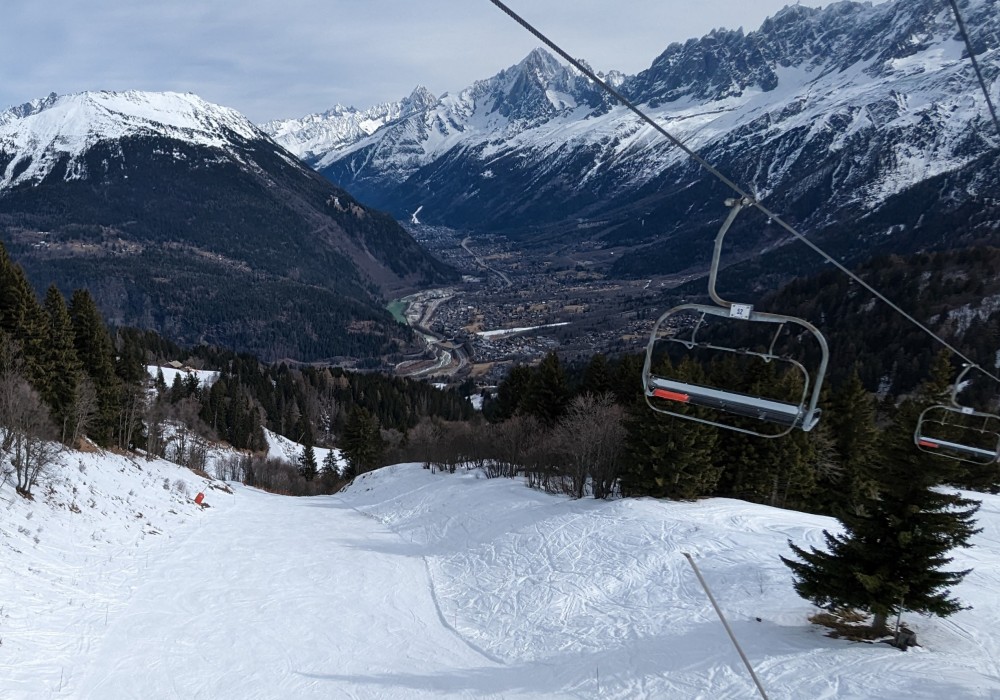 Les Houches village is at the western end of the Chamonix valley
