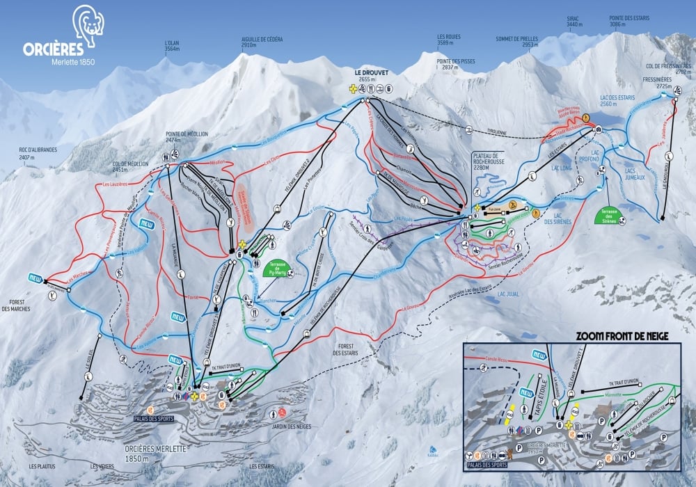 Orcieres Merlette 1850 ski resort is in the southern Alps of France