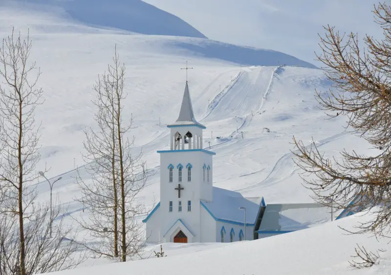 Approaching Dalvik ski area in Iceland