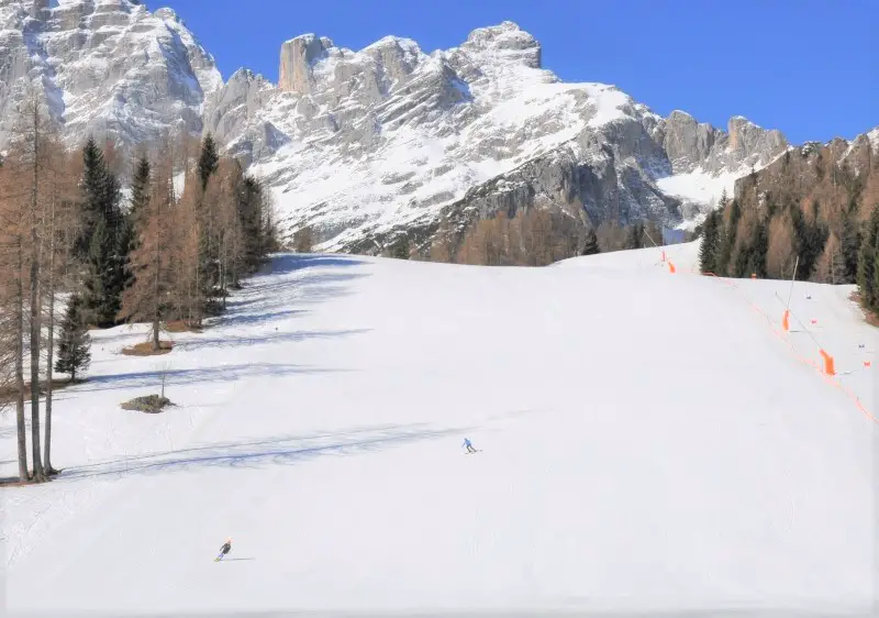 Civetta ski resort is amongst towering Dolomites peaks.