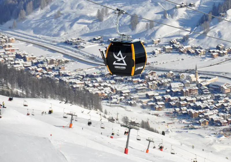 Livigno ski resort, Carosello 3000 gondola, Italy.