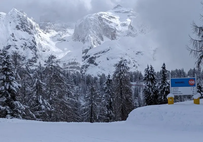 Brenta Dolomites viewed from Pinzolo ski resort in Italy