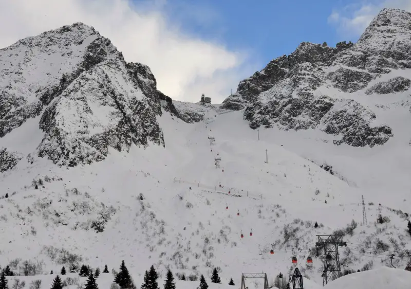 Tonale ski resort looking up the resort