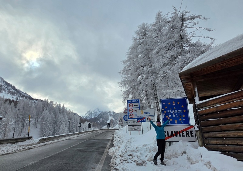 Crossing into France near Claviere by road