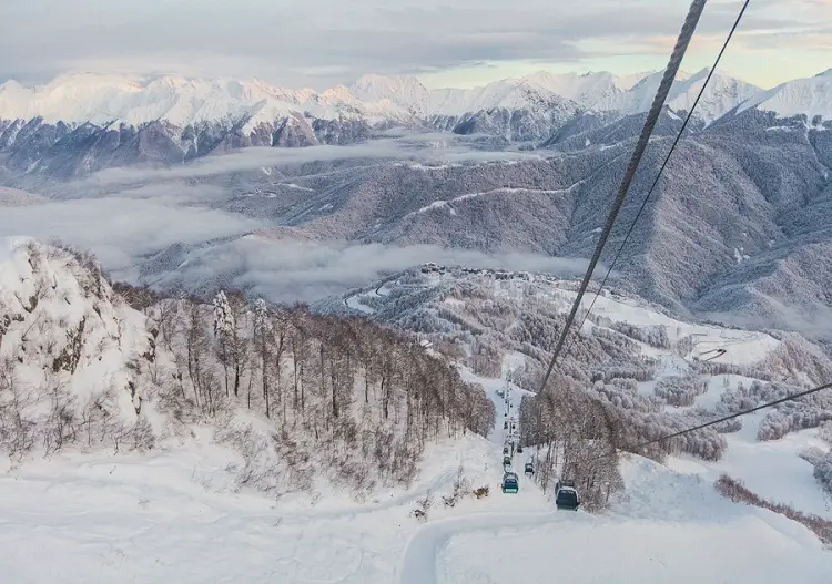 Rosa Khutor ski resort in the Caucasus, Russia.