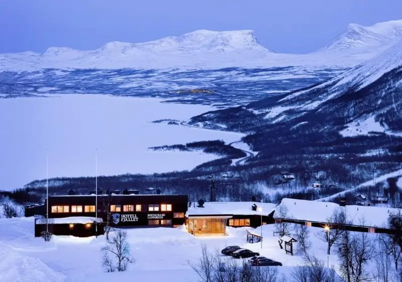 The Hotel Fjallet is Bjorkliden ski resort