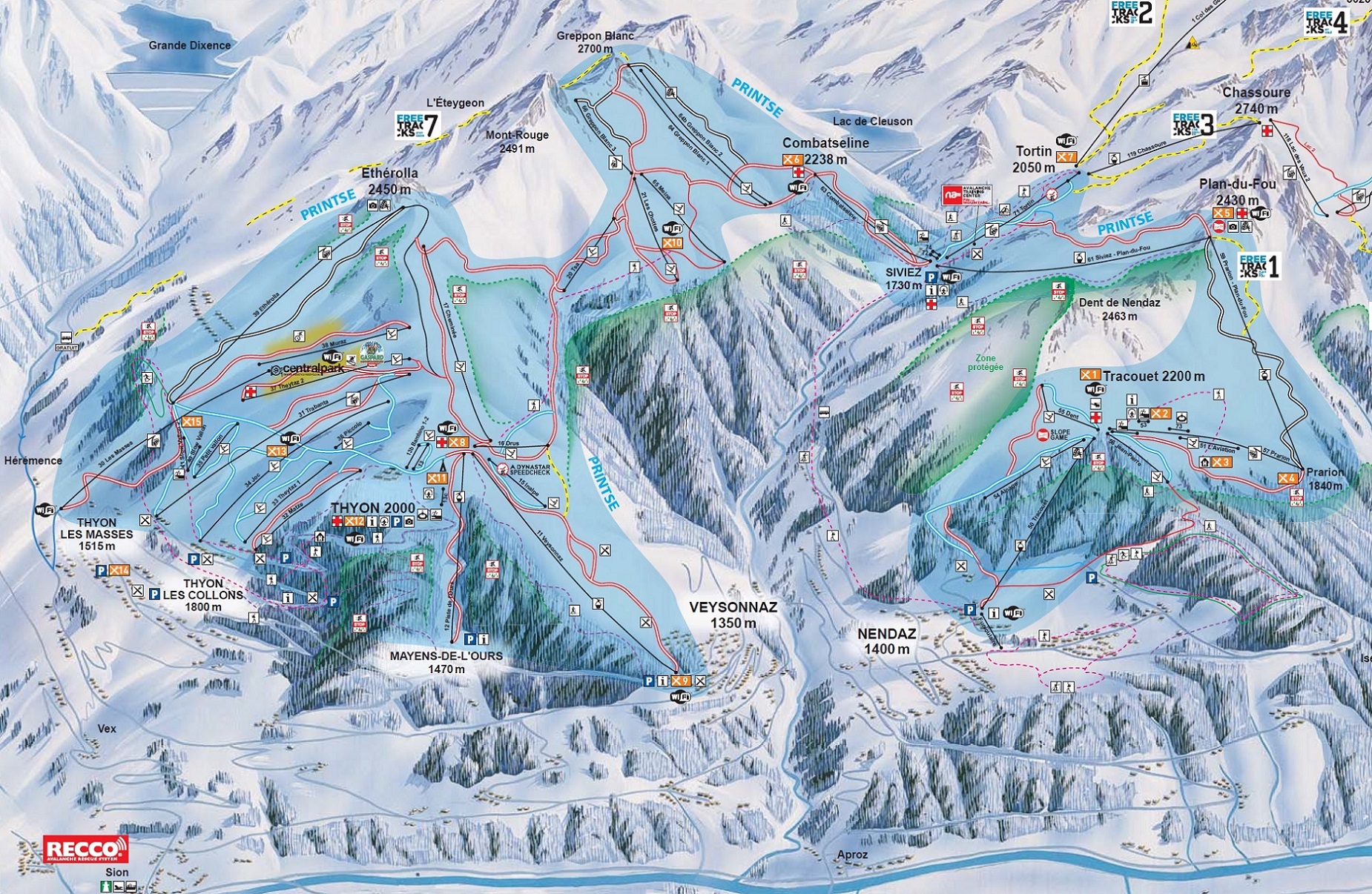 4 Vallees Ski Map Verbier Piste And Ski Trail Maps QMBLV