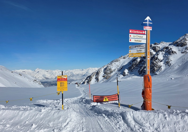 Gentianes ski route entry