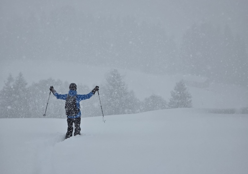 Pewking snow at Brigels