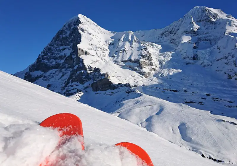 In powder above Kleine Sheidegg looking toward the Eiger