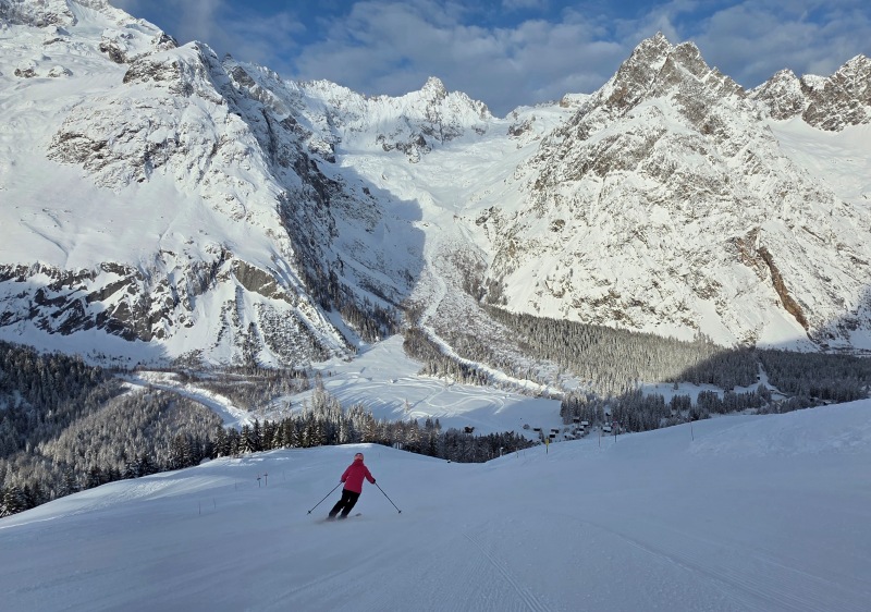 Incredible vista skiing the top of La Fouly Switzerland