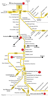 Chur to Lenzerheide bus route map